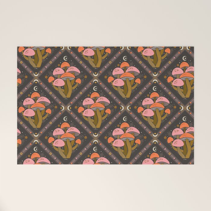 Mushrooms and Moons - Dark Welcome Mat Gallery Image 1