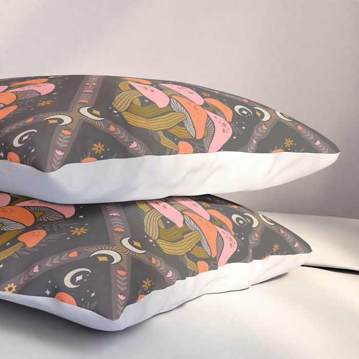 Mushrooms and Moons - Dark Pillow Sham Gallery Image 3