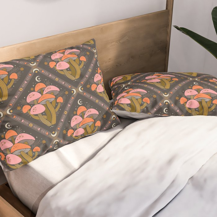Mushrooms and Moons - Dark Pillow Sham Gallery Image 2