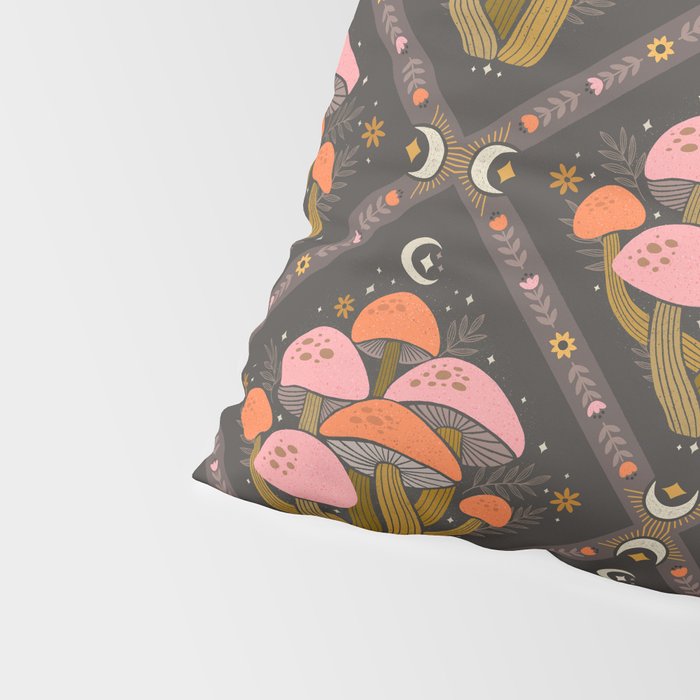 Mushrooms and Moons - Dark Pillow Sham Gallery Image 4
