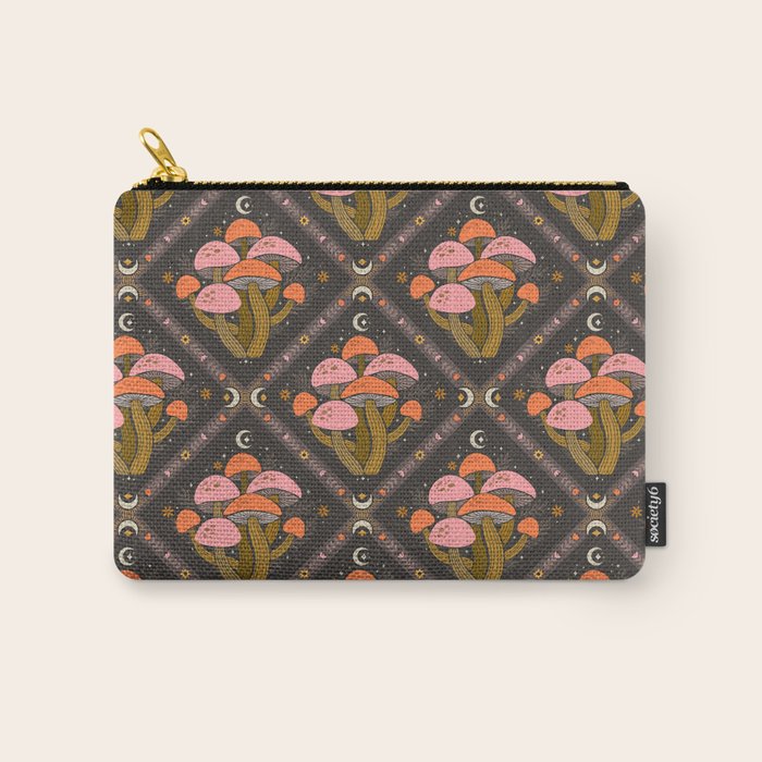 Mushrooms and Moons - Dark Carry All Pouch Gallery Image 1