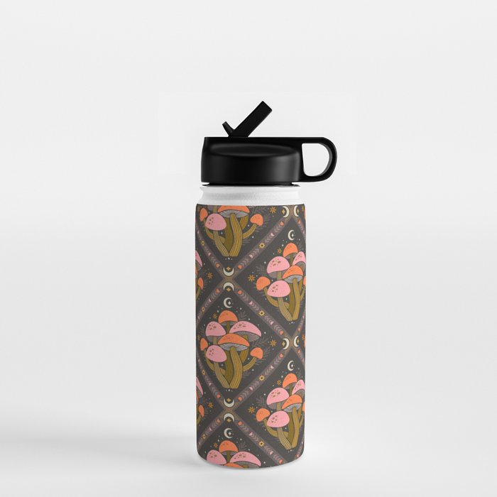 Mushrooms and Moons - Dark Water Bottle Gallery Image 1