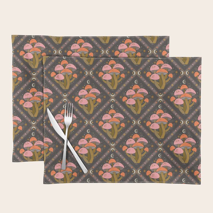 Mushrooms and Moons - Dark Placemat Gallery Image 1