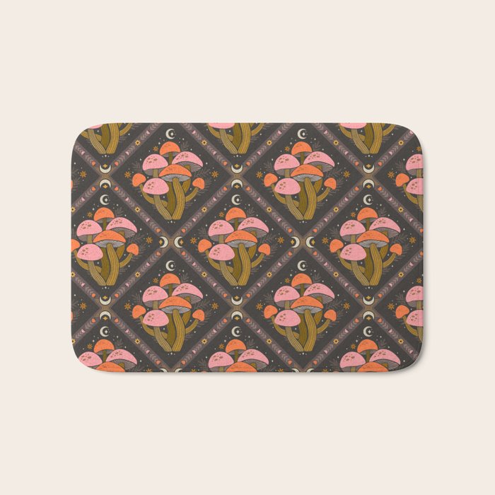 Mushrooms and Moons - Dark Bath Mat Gallery Image 1