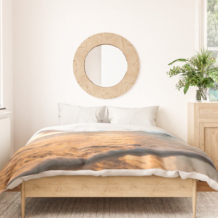 sunset sky over ocean - beach with sunset sky horizon Duvet Cover Gallery Image 3