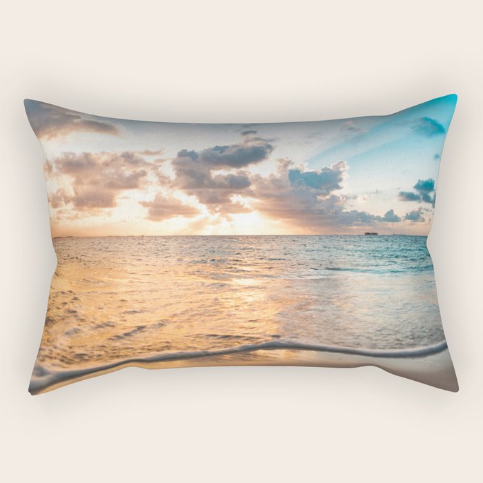 sunset sky over ocean - beach with sunset sky horizon Rectangular Pillow Gallery Image 2