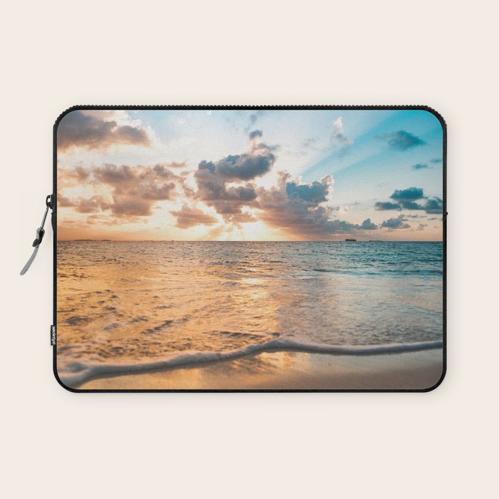 sunset sky over ocean - beach with sunset sky horizon Laptop Sleeve Gallery Image 1