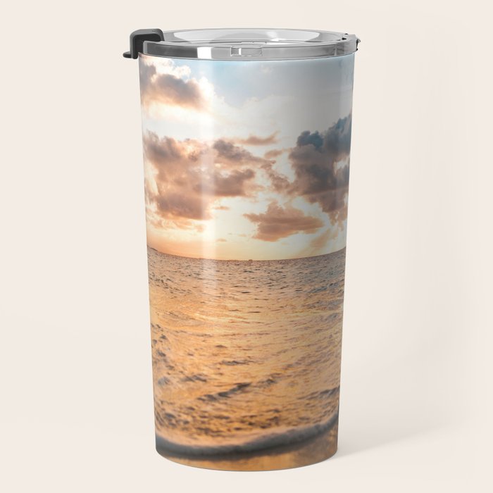 sunset sky over ocean - beach with sunset sky horizon Travel Mug Gallery Image 3
