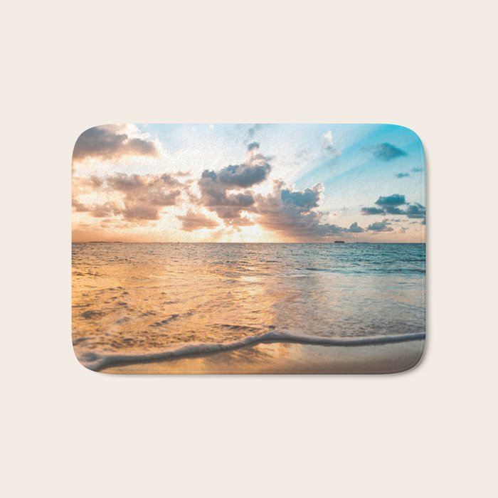 sunset sky over ocean - beach with sunset sky horizon Bath Mat Gallery Image 1