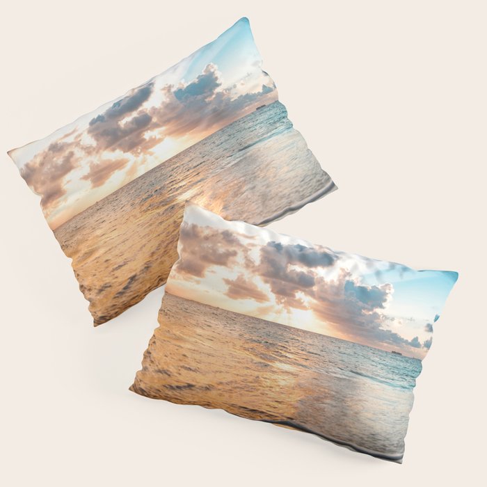 sunset sky over ocean - beach with sunset sky horizon Pillow Sham Gallery Image 3