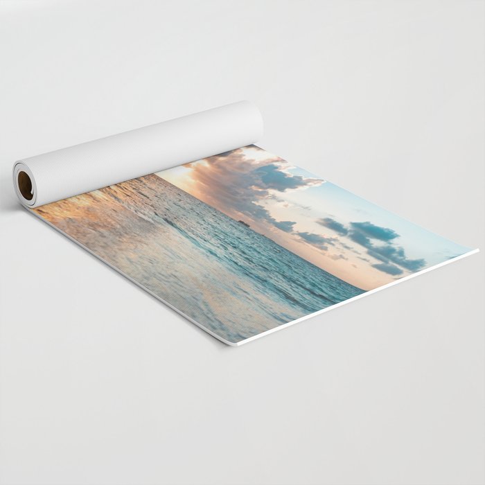 sunset sky over ocean - beach with sunset sky horizon Yoga Mat Gallery Image 2