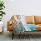 sunset sky over ocean - beach with sunset sky horizon Throw Blanket Gallery Image 1