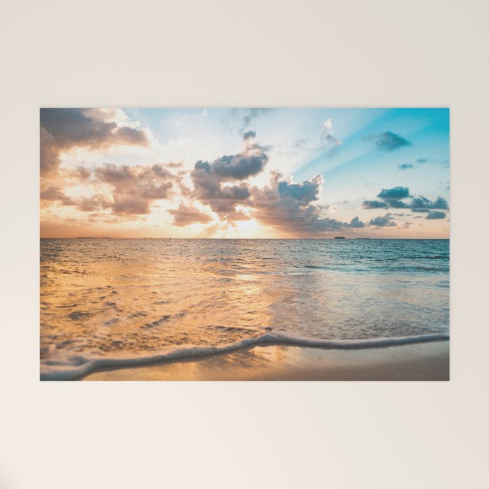 sunset sky over ocean - beach with sunset sky horizon Welcome Mat Gallery Image 1