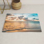 sunset sky over ocean - beach with sunset sky horizon Rug Gallery Image 1
