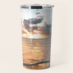 sunset sky over ocean - beach with sunset sky horizon Travel Mug Gallery Image 1