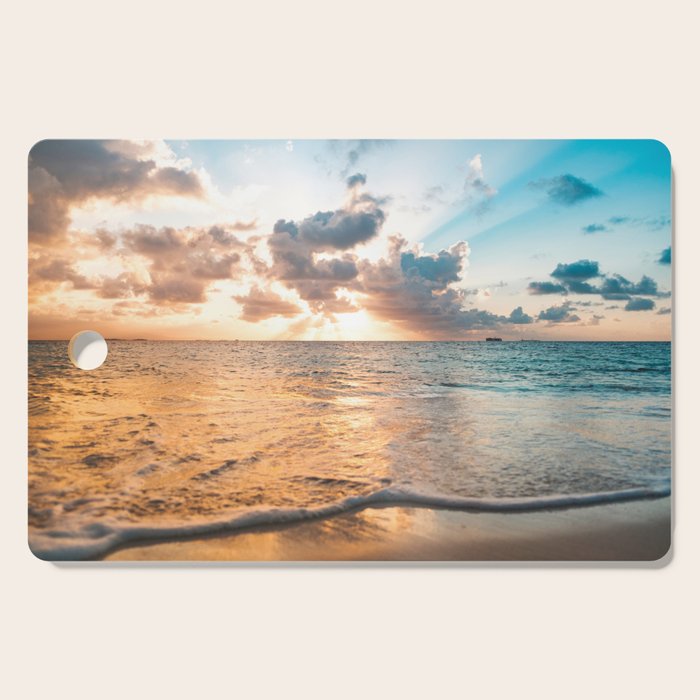 sunset sky over ocean - beach with sunset sky horizon Cutting Board Gallery Image 1