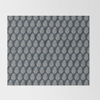 Palm Leaf Navy Blue And Cream Throw Blanket Gallery Image 2