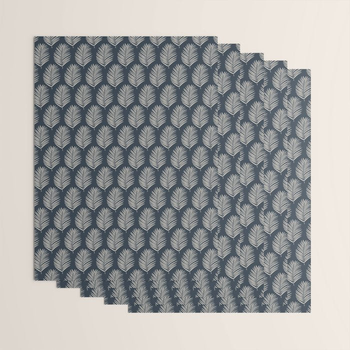 Palm Leaf Navy Blue And Cream Wrapping Paper Gallery Image 3