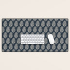 Palm Leaf Navy Blue And Cream Desk Mat Gallery Image 1