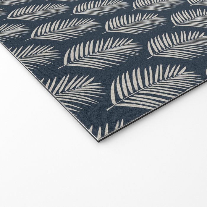 Palm Leaf Navy Blue And Cream Welcome Mat Gallery Image 2