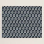 Palm Leaf Navy Blue And Cream Jigsaw Puzzle Gallery Image 1
