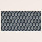 Palm Leaf Navy Blue And Cream Desk Mat Gallery Image 3