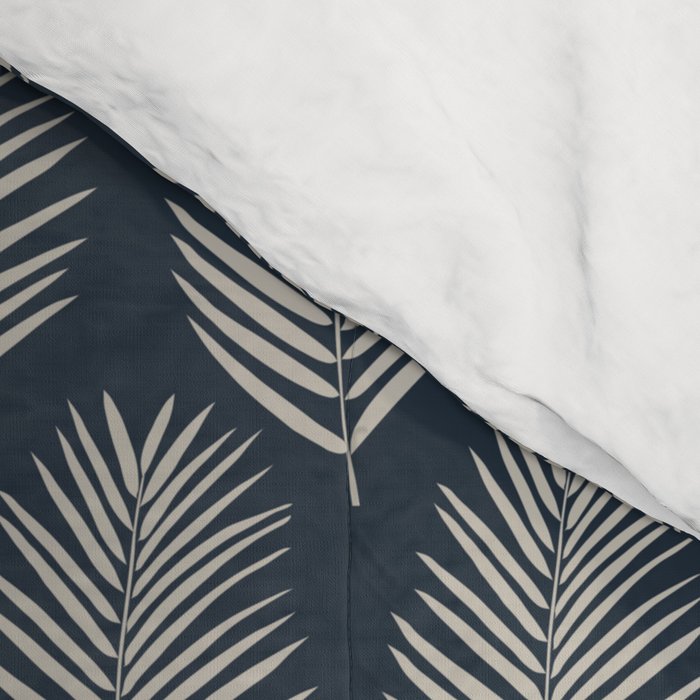 Palm Leaf Navy Blue And Cream Comforter Gallery Image 4