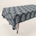 Palm Leaf Navy Blue And Cream Tablecloth Gallery Image 1