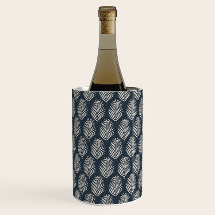 Palm Leaf Navy Blue And Cream Wine Chiller Gallery Image 1