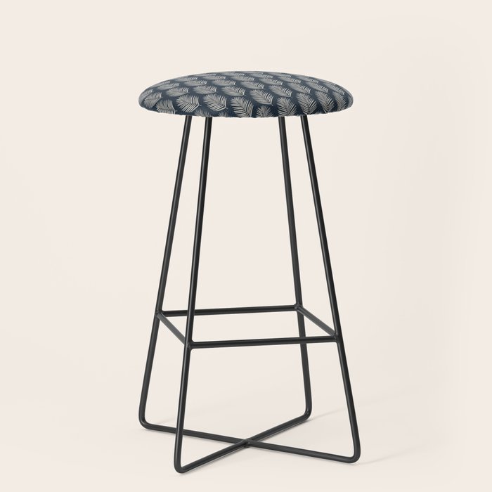 Palm Leaf Navy Blue And Cream Stool Gallery Image 1