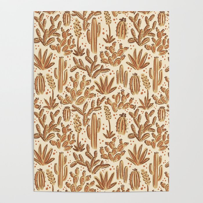 Cactus Desert - gold and copper Poster Gallery Image 1
