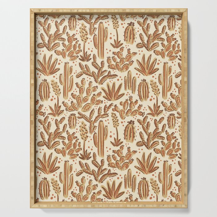 Cactus Desert - gold and copper Serving Tray Gallery Image 1