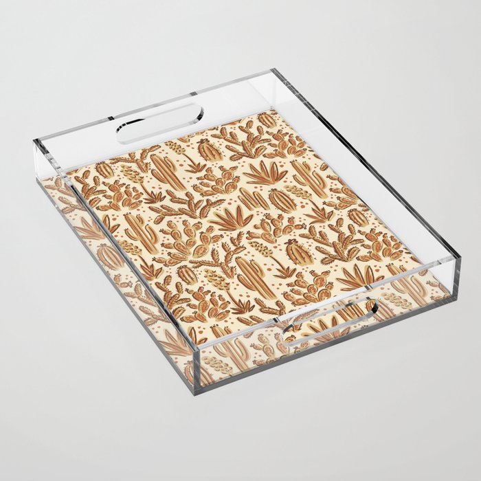 Cactus Desert - gold and copper Acrylic Tray Gallery Image 1