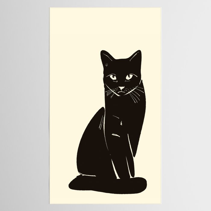 Minimalist Black Cat 2 Tablecloth Gallery Image 2