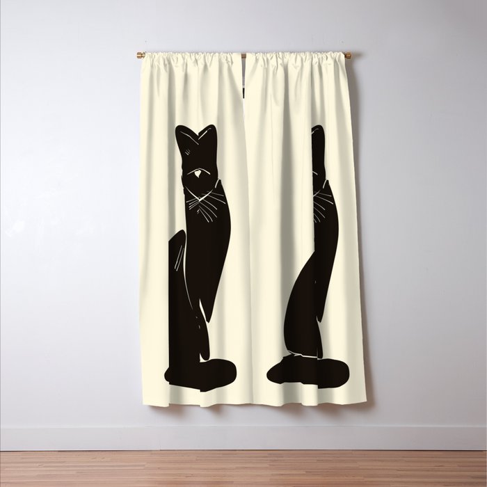 Minimalist Black Cat 2 Window Curtain Gallery Image 3