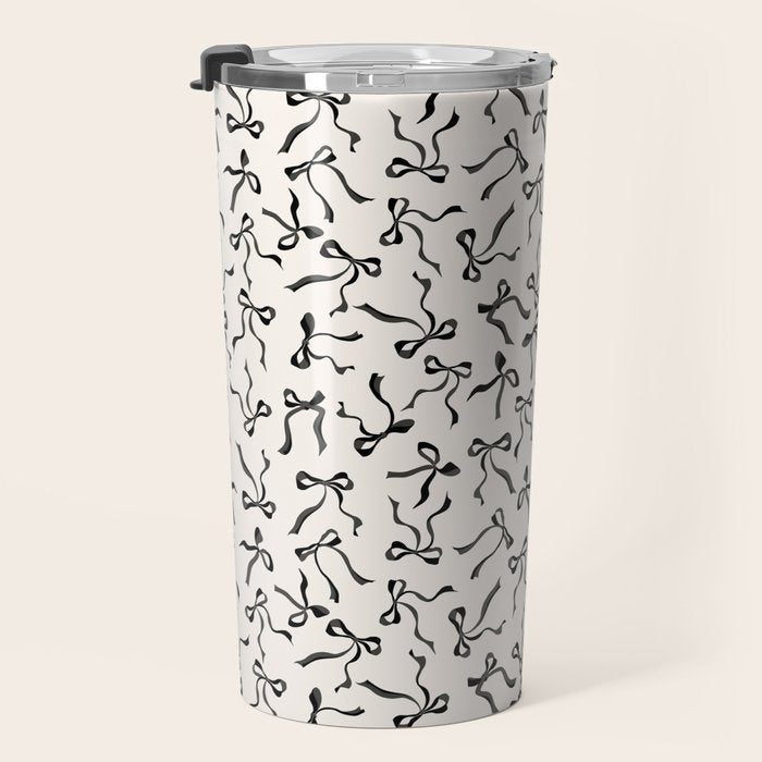 Coquette black Bows Travel Mug Gallery Image 3