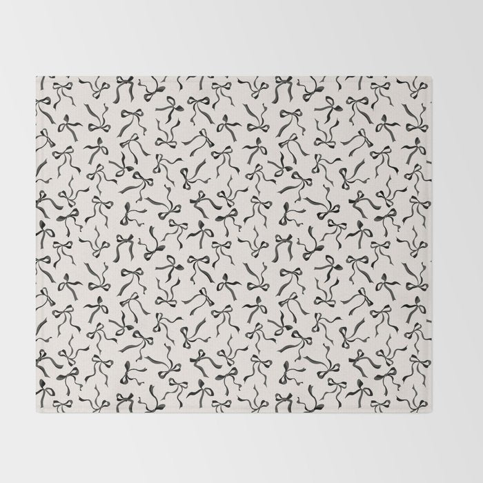 Coquette black Bows Throw Blanket Gallery Image 2