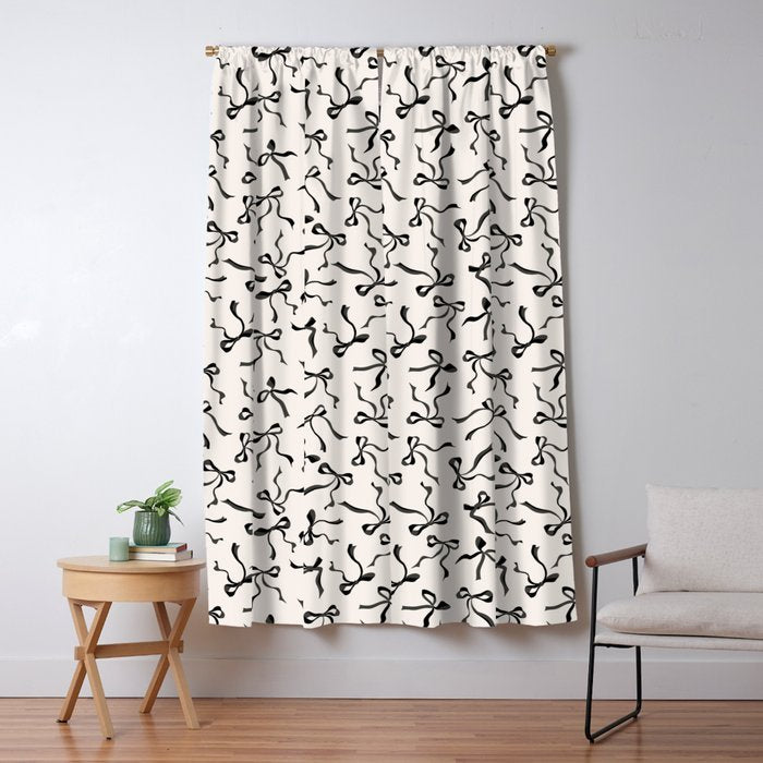 Coquette black Bows Window Curtain Gallery Image 1