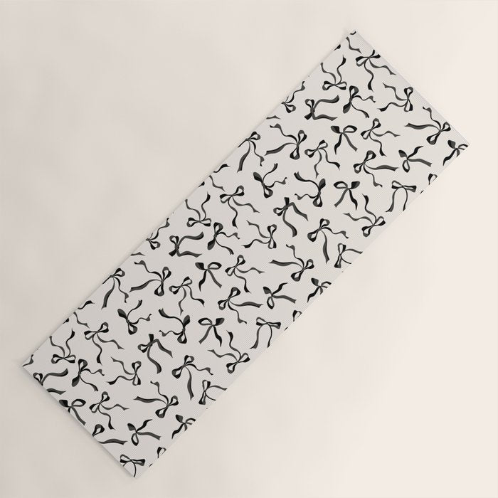 Coquette black Bows Yoga Mat Gallery Image 1