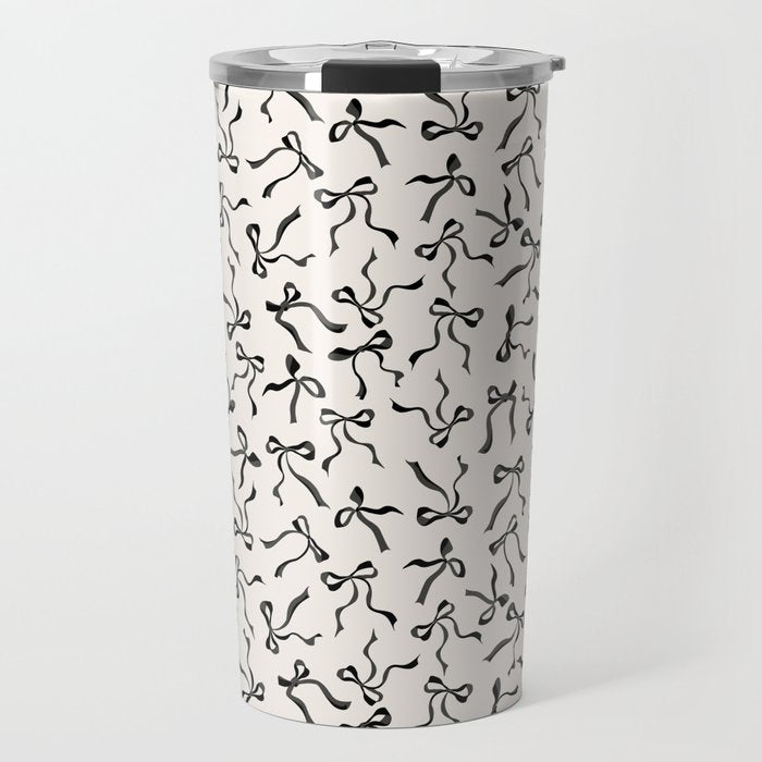 Coquette black Bows Travel Mug Gallery Image 1