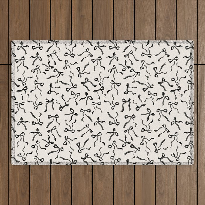 Coquette black Bows Outdoor Rug Gallery Image 1