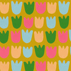 Rows of Tulips in Bloom in Yellow Ochre & Peach Coffee Mug Gallery Image 2