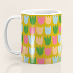 Rows of Tulips in Bloom in Yellow Ochre & Peach Coffee Mug Gallery Image 3