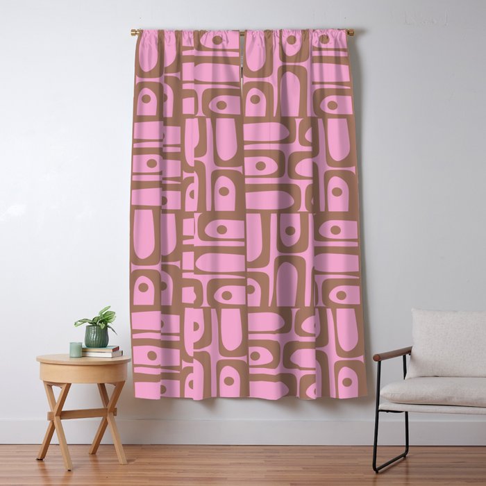 Mid Century Modern Piquet 4 Inspired by PANTONE 17 1230 Color of the Year Mocha Mousse Window Curtain Gallery Image 5