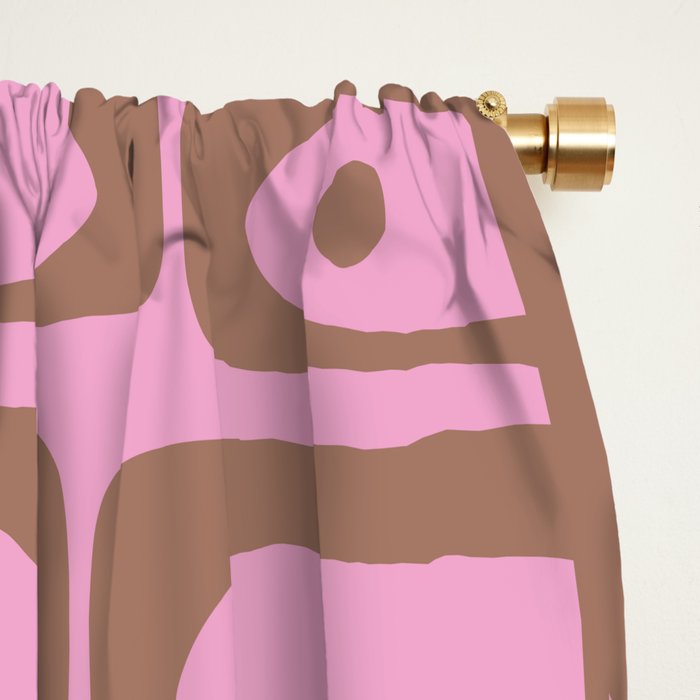 Mid Century Modern Piquet 4 Inspired by PANTONE 17 1230 Color of the Year Mocha Mousse Window Curtain Gallery Image 2