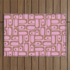 Mid Century Modern Piquet 4 Inspired by PANTONE 17 1230 Color of the Year Mocha Mousse Outdoor Rug Gallery Image 1