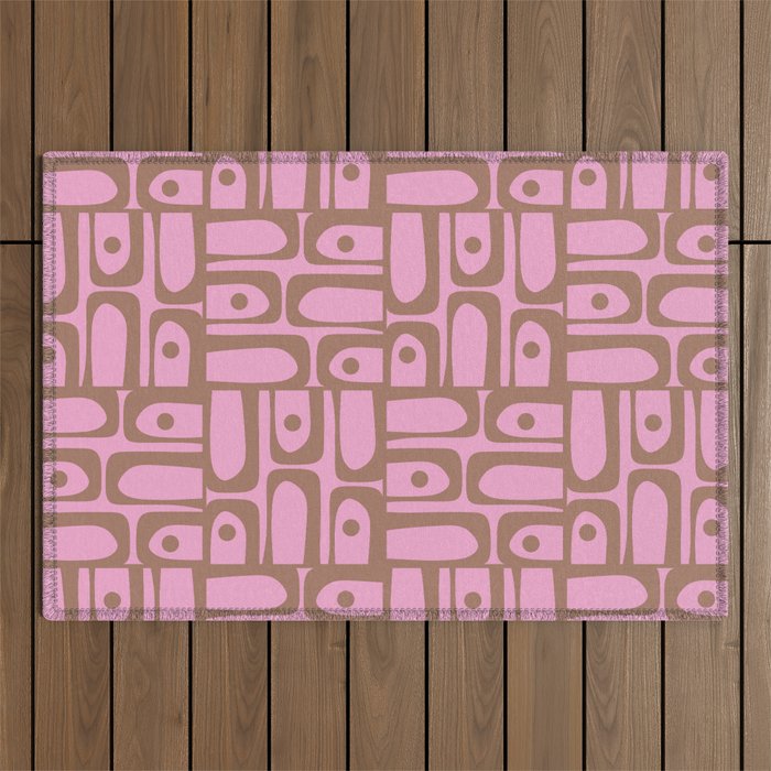 Mid Century Modern Piquet 4 Inspired by PANTONE 17 1230 Color of the Year Mocha Mousse Outdoor Rug Gallery Image 1