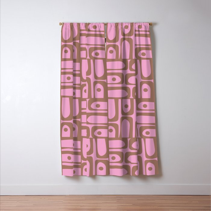 Mid Century Modern Piquet 4 Inspired by PANTONE 17 1230 Color of the Year Mocha Mousse Window Curtain Gallery Image 3