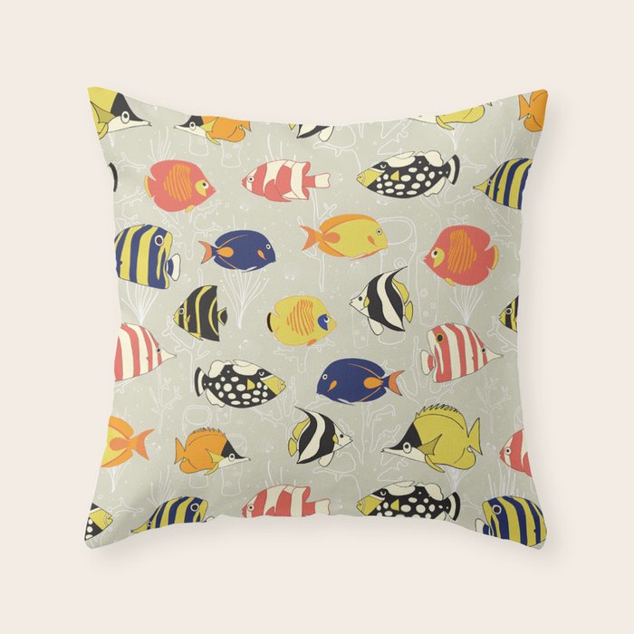 Tropical Reef Fish Throw Pillow Gallery Image 1