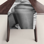 Romans!  Citizens!  Trolls!  Bad boyfriends!  Neo-conservatives we present to you The Birds of Springs humorous blond housewife giving the middle finger (the bird) black and white photograph - photography - photographs by Vitalik Radko Table Runner Gallery Image 1